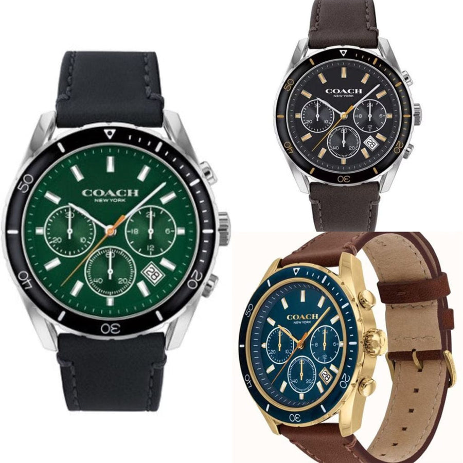 Coach Sullivan Sport Blue Dial Brown Leather Strap Watch for Men - 14606038