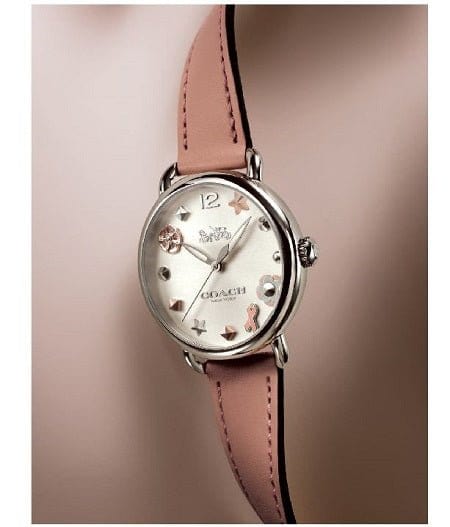 Coach Tatum White Dial Pink Leather Strap Watch For Women - 14502799