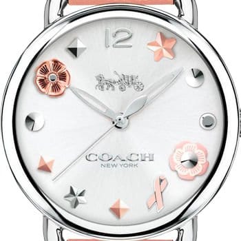 Coach Tatum White Dial Pink Leather Strap Watch For Women - 14502799