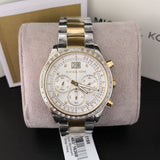 Michael Kors Brinkley Chronograph Silver Dial Two Tone Steel Strap Watch for Women - MK6188