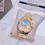 Guess Confetti Diamonds Gold Dial Gold Steel Strap Watch for Women - W0774L2