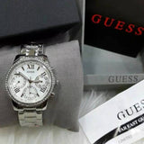 Guess Mini Sunrise Chronograph Quartz Silver Dial Silver Steel Strap Watch For Women - W0623L1