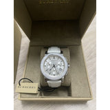 Burberry City Chronograph White Dial White Leather Strap Watch For Women - BU9701