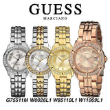 Guess Dazzling Diamonds Gold Dial Gold Steel Strap Watch for Women - W85110L1