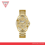 Guess Heiress Multifunction Diamonds Gold Dial Gold Steel Strap Watch for Women - GW0440L2