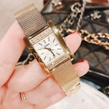 Guess Nouveau Diamonds Gold Dial Gold Mesh Bracelet Watch for Women - W0127L2