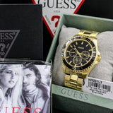 Guess BFF Multifunction Black Dial Gold Steel Strap Watch for Women - W0231L3