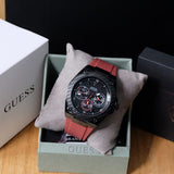 Guess Legacy Black Dial Red Silicone Strap Watch for Men - W1049G6