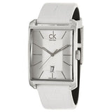 Calvin Klein Window White Dial White Leather Strap Watch for Women - K2M23120