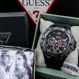 Guess Genesis Quartz Black Dial Black Silicone Strap Watch For Men - W1254G2