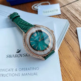 Swarovski Crystalline Aura Green Dial Green Leather Strap Watch for Women - 5644078