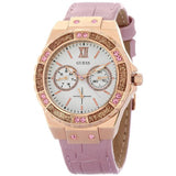 Guess Limelight Quartz Analog White Dial Pink Leather Strap Watch For Women - W0775l3