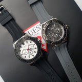 Guess Force Analog Quartz White Dial Black Rubber Strap Watch For Men - W0674G3