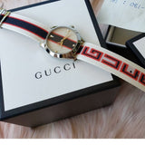 Gucci G Timeless Quartz White Dial Two Tone NATO Strap Watch For Men - YA1264071