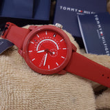 Tommy Hilfiger Denim Quartz Red Dial Red Rubber Strap Watch for Men - 1791323