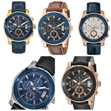 Guess Pinnacle Chronograph Quartz Blue Dial Brown Leather Strap Watch For Women - W0673G3