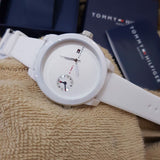 Tommy Hilfiger Denim White Dial White Rubber Strap Watch for Men - 1791324