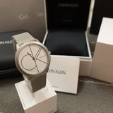 Calvin Klein Minimal White Dial Silver Mesh Bracelet Watch for Women - K3M5215X