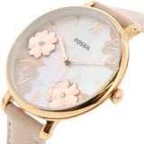 Fossil Jacqueline Three Hand Mother of Pearl Dial Pink Leather Strap Watch for Women - ES4671