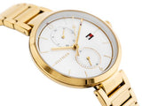 Tommy Hilfiger Angela White Dial Gold Steel Strap Watch for Women - 1782128