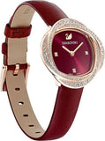 Swarovski Crystal Flower Red Dial Red Leather Strap Watch for Women - 5552780