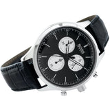 Hugo Boss Companion Black Dial Black Leather Strap Watch for Men - 1513543