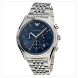 Emporio Armani Luigi Chronograph Quartz Blue Dial Silver Steel Strap Watch For Men - AR1974