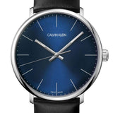 Calvin Klein High Noon Quartz Blue Dial Black Leather Strap Watch for Men - K8M211CN