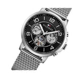 Tommy Hilfiger Chronograph Black Dial Silver Mesh Bracelet Watch for Men - 1791292