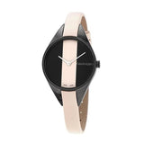 Calvin Klein Rebel Cream Black Dial Cream Leather Strap Watch for Women - K8P237X1