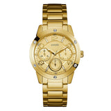 Guess Crystal Multifunction Gold Dial Gold Steel Strap Watch for Women - W0778L2