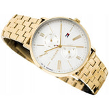 Tommy Hilfiger Jenna Quartz White Dial Gold Steel Strap Watch for Women - 1782069