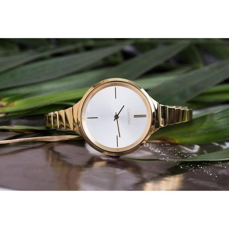 Calvin Klein Lively White Dial Rose Gold Steel Strap Watch for Women - K4U23626