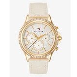 Tommy Hilfiger Ari Diamonds White Dial Cream Leather Strap Watch for Women - 1781982