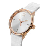 Calvin Klein Accent White Dial White Leather Strap Watch for Women - K2Y2Y6KW