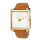 Michael Kors Lake White Dial Brown Leather Strap Watch For Women - MK2584