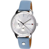 Tommy Hilfiger Brooke Silver Dial Blue Leather Strap Watch for Women - 1782023