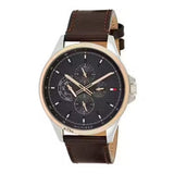 Tommy Hilfiger Shawn Multifunction Grey Dial Brown Leather Strap Watch for Men - 1791615