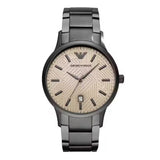 Emporio Armani Renato Quartz Beige Dial Grey Steel Strap Watch For Men - AR11183