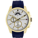 Tommy Hilfiger Decker White Dial Blue Rubber Strap Watch for Men - 1791353