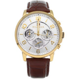 Tommy Hilfiger Keagan Quartz Silver Dial Brown Leather Strap Watch for Men - 1791291