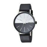 Calvin Klein Boost White Black Dial Black Leather Strap Watch for Men - K7Y21CCX