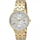 Tommy Hilfiger Jenna Quartz White Dial Gold Steel Strap Watch for Women - 1782069