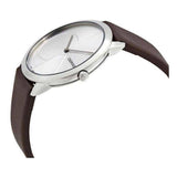 Calvin Klein Minimal Silver Dial Black Leather Strap Watch for Men - K3M221CY