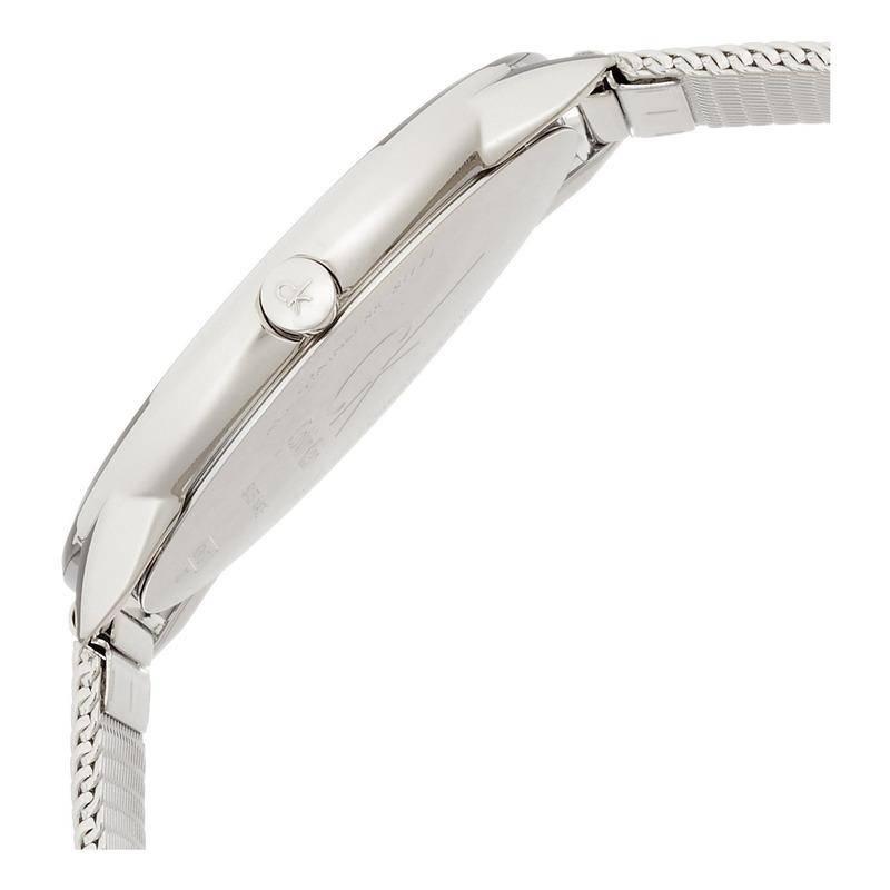 Calvin Klein Minimal White Dial Silver Mesh Bracelet Watch for Men - K3M2112Y