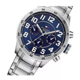 Tommy Hilfiger Trent Chronograph Blue Dial Silver Steel Strap Watch for Men - 1791053