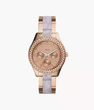 Fossil Stella Multifunction Rose Gold Dial Two Tone Steel Strap Watch for Women - ES4755