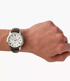 Fossil Grant Chronograph White Dial Brown Leather Strap Watch for Men - FS5344