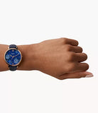 Fossil Jacqueline Blue Dial Blue Leather Strap Watch for Women - ES4673