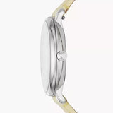 Fossil Jacqueline Three-Hand White Dial Yellow Leather Strap Watch for Women - ES4812